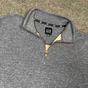 Gap Mens Cotton Blend Quarter Zip Blue Knit Pullover Mock Neck Sz Small Sweater